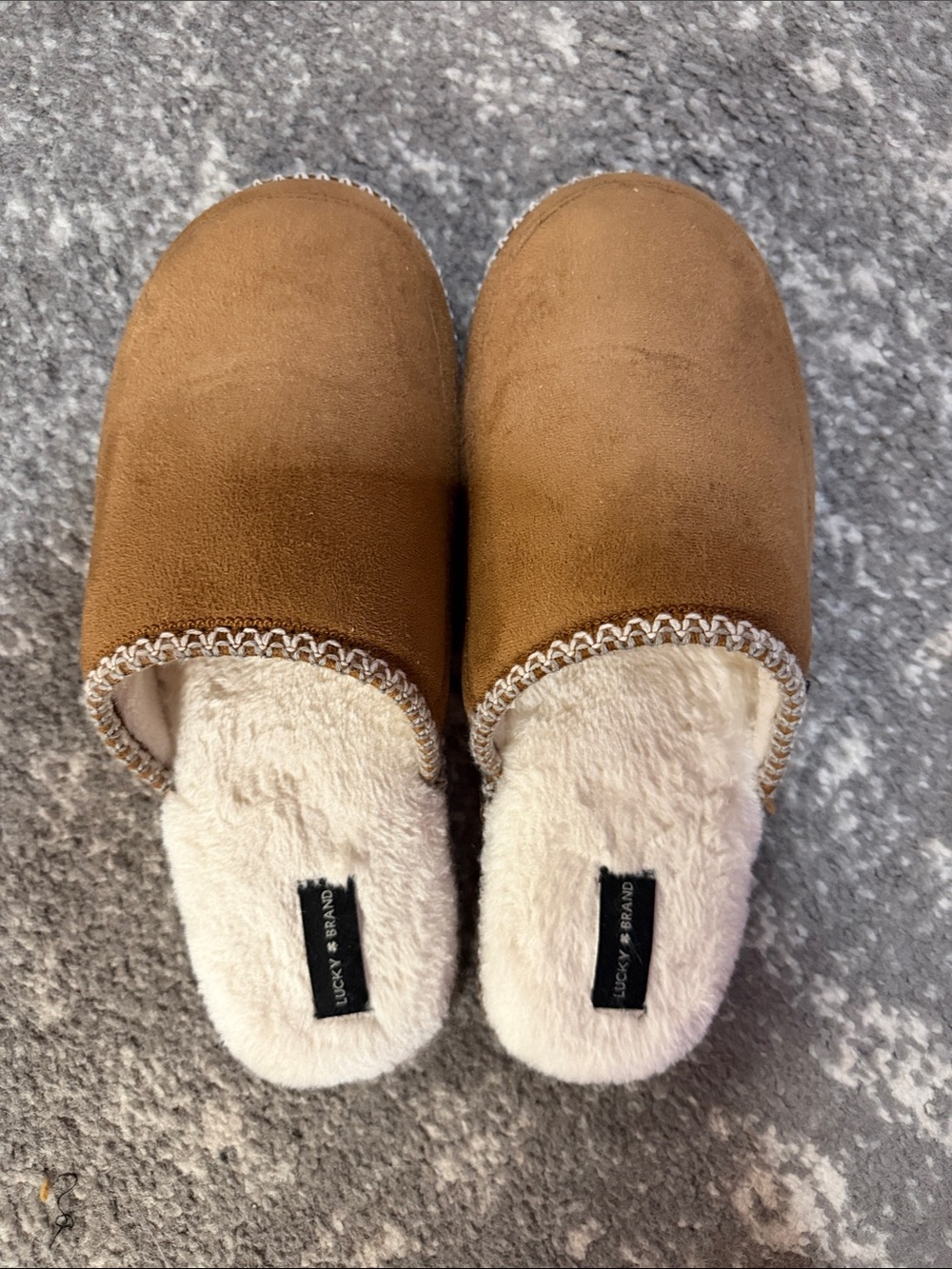 Lucky Brand Brown Faux-Suede Plush-Lined Slip-On Slippers